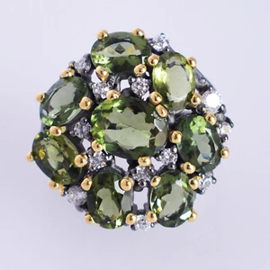 Solid 925 Sterling Silver Genuine Moldavite Gemstone Wedding Ring XMAS Jewelry - Picture 1 of 6