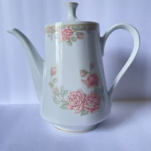 Tienshan Coffee/Tea Pot Fine China Christina Pattern Pattern Tea Rose Excellent - Picture 1 of 12
