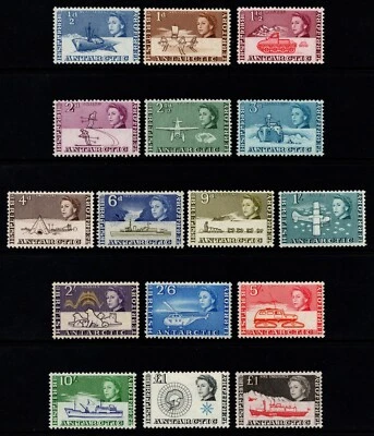 TERRITORIO ANTÁRTICO BRITÁNICO 1963 CONJUNTO DEFINITIVO DE 16 SG.1/15a MNH Foto 1 de 2
