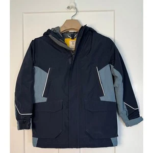 LANDS’ END Kids The Squall Small Youth Parka Jacket Blue & Gray Waterproof - Picture 1 of 11