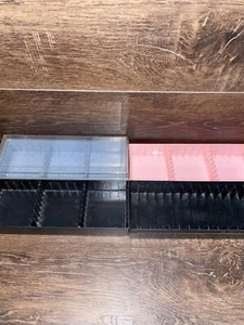 VTG Lot Of 4 15 Cassette Tape Holder Slot Storage Box Tray Rack Plastic BLACK - Picture 1 of 8
