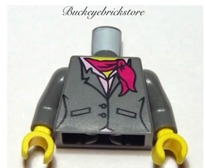 NUEVO Lego Minifigura Abrigo Azul Oscuro GRIS TORSO Mujer Traje Chaqueta con Bufanda Magenta - Imagen 1 de 1