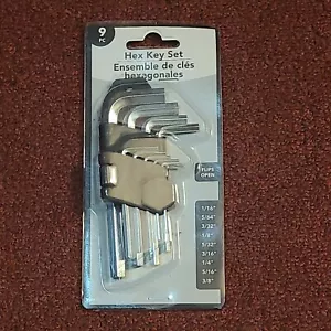 9 Piece Hex Key Allen Wrench Tool Set 1/16 5/64 3/32 1/8 5/32 3/16 1/4 5/16 3/8 - Picture 1 of 4