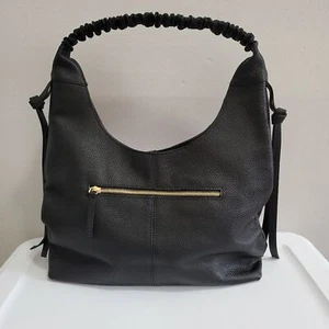 Sac à bandoulière Laggo neuf sans étiquette Bella cuir poivré noir slouchy hobo - Photo 1/10