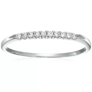 1/10 cttw Petite Diamond Wedding Band in 10K White or Yellow Gold Prong Set - Picture 1 of 15