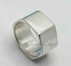 Silver Screw Nut Industrial Ring 925 Silver Rings Square Men's Wedding Band Ring - Picture 1 of 10