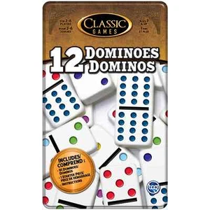 Classic 91 Numbered Domino Tiles Double 12 Dominoes in Tin Can- Classic Game - Picture 1 of 3