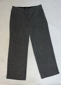 EXPRESS: Stretch Wide-Leg Grey Herringbone Print Side Zip 30” Inseam Pants: L - Picture 1 of 3