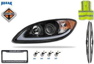 Black Headlight with Glow LED bar Left Side International Prostar 2008-2016 - Picture 1 of 10