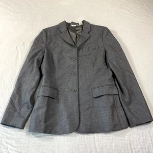 Brooks Brothers 346 Blazer Womens 10 Gray Wool Three Button Jacket Single Vent - Picture 1 of 12