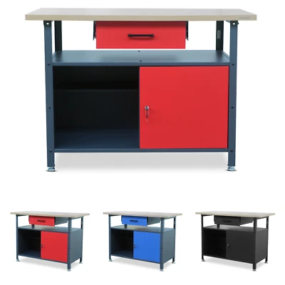 JAN NOWAK Werkbank mit Arbeitsplatte Werktisch mit Schublade Schließfach Verstellbare Füße