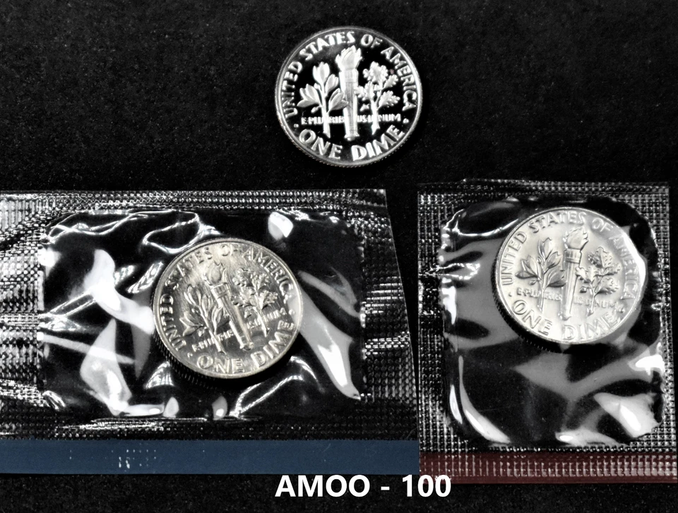 2001 P D S Proof & 2 BU Uncirculated Roosevelt Dime 3 coin Set U.S Mint Cello  - Image 1 of 1