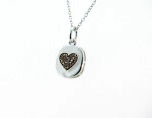 Sterling Silver Red Diamonds Faith, Hope & Love Small Heart Pendant Necklace - Picture 1 of 7