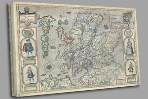 Mappa vintage scozzese splendida arte da parete su tela pronta per essere appesa - Foto 1 di 6