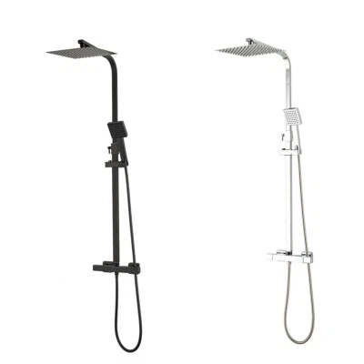 GY BATH Bathroom Thermostatic Shower Mixer Set 10" Overhead Dual Control Valve Square
