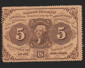 FR.1228 5c CENT FIRST ISSUE FRACTIONAL POSTAL CURRENCY - Picture 1 of 5