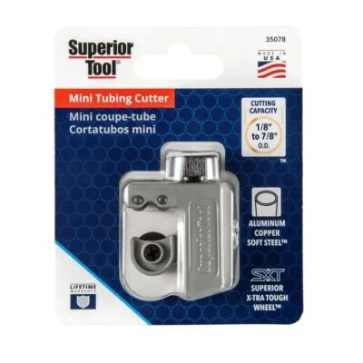 Mini cortador de tubos Superior Tool 1/8-7/8" OD 35078, alumínio, cobre, aço macio - Imagem 1 de 4