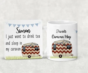 Set Tazza e Sottobicchieri Personalizzati per Lui Caravan Lover..Campeggio..Papà,Nonno Regalo - Foto 1 di 1