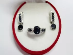 Vintage Russian Set Earrings Ring Sterling Silver 925 , Women's Jewelry 10.04 gr - Picture 1 of 8