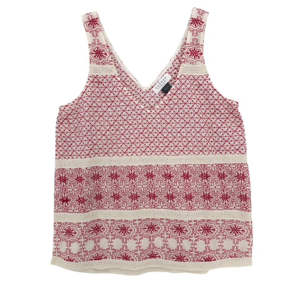 Camiseta sin mangas bordada de terciopelo Graham & Spencer con encaje MEDIANA Foto 1 de 4