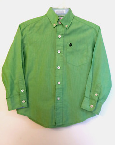 IZOD Boy's Shirt Cotton Classic Green w/Stripe Long Sleeve Buttons Down M (5/6)