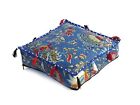 Cotton Quilted Box Cushion Cover Floral Printed Floor Pillow Cover Home Decor