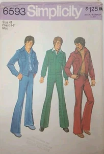 Simplicity 6593 Mens Jeans & Jacket Top Size 44 Cut Complete 1974 - Picture 1 of 7