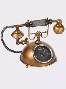 Tischuhr 31,5x22,5 cm antikgoldfarben Metall Uhr Telefonstil - Bild 1 von 2
