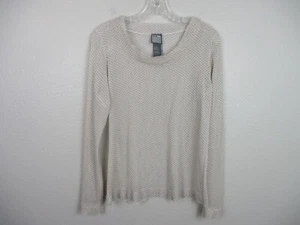 Lilith Top XL White Tan Brown Mesh Sheer Long Sleeve - Picture 1 of 16