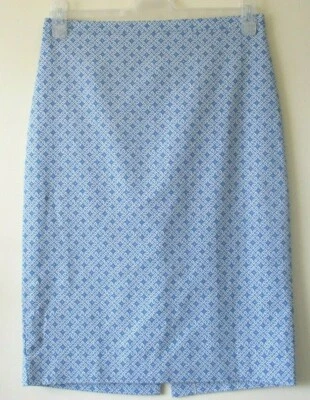 PURE Collection SKIRT Pencil BLUE COTTON Etty  MOSAIC Print Stretchy Sz 10 NEW - Image 1 of 4