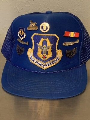 United States Air Force Reserve Adjustable Snapback Mesh Trucker Cap Blue & Pins - Image 1 of 4
