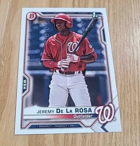 Jeremy De La Rosa 2021 Bowman Prospects 1st Bowman #BP-25 Washington Nationals - Picture 1 of 2