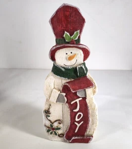 Winter Christmas Resin Snowman Decoration Holding Joy Sign 18" Tall - Picture 1 of 11