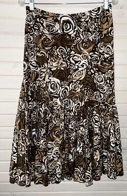 Falda Tapemeasure Talla 4 100% Algodón Marrón Floral En Niveles “Vintage Chic” Usada en Excelente Condición Foto 1 de 4