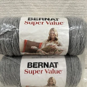 (2) 7oz Bernat Super Value 53046 SOFT GREY Yarn Worsted Med 4 Acrylic - Picture 1 of 6