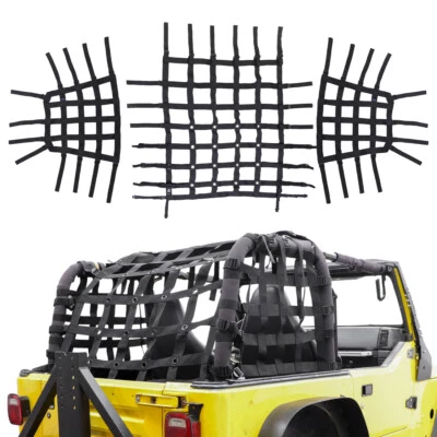 3X Roof Restraint Protective Cargo Trunk Net Mesh For 1997-2006 Jeep Wrangler TJ Foto 1 de 4
