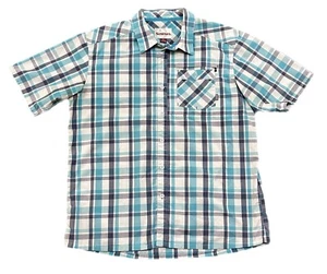 Simms Men’s Shirt Blue Plaid Fishing Outdoors Short Sleeve Button Up Size XL - Picture 1 of 9
