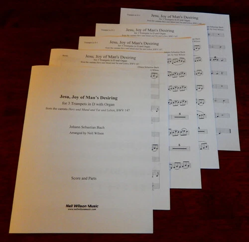 Jesu, Joy of Man's Desiring - Sheet Music - Organ and 3 Trumpets in D - Image 1 of 1