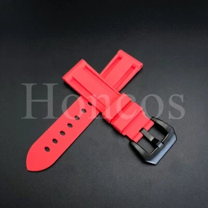 22 24 26 MM Red Rubber Silicone Watch Band Strap Black Buckle Fits for Invicta - Picture 1 of 4