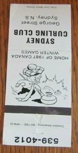 CUBIERTA CURLING CLUB SPORTS MATCHBOOK: SYDNEY, NOVA SCOTIA 1987 JUEGOS DE INVIERNO -D21 - Imagen 1 de 2