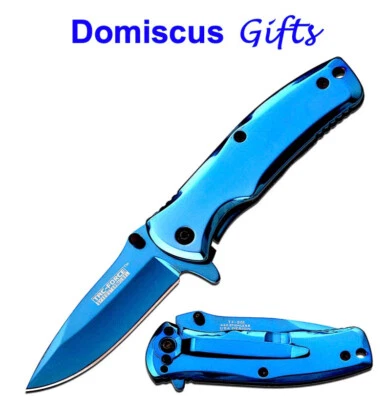 NAVAJA DE BOLSILLO DEPORTIVA 6" NUEVA TAC-FORCE ICE Acabado ESPEJO Azul TF-848 Foto 1 de 4