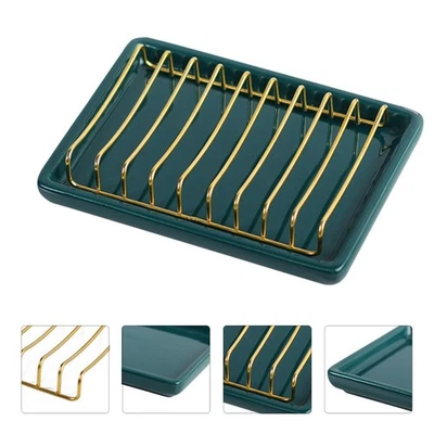1pc Ceramic Soap Dish Tray Box Bathroom Draining Soap Container - Image 1 of 4