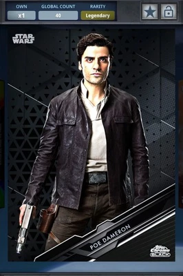 Star Wars Card Trader Topps Chrome Black Poe Dameron W2 Base Legendary Digital** - Image 1 of 2