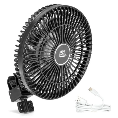 Ventilador universal para carro de golf de 9 pulgadas con batería de carga luces LED portátil con 6 velocidades Foto 1 de 4