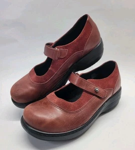 ABEO 24/7 Women's 8.5 Red Leather Mary Jane Clog Comfort Slip Resistant Shoes - Picture 1 of 10