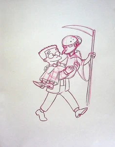 Simpsons 1990s Series Production Hand-Drawn Model Cel Layout - BURNS & SMITHERS - Picture 1 of 2