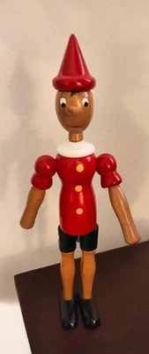 "Muñeca Pinocho Articulada Madera 10"" HECHA EN ITALIA C2 di Rainoldi Etiqueta Nueva"  Foto 1 de 4