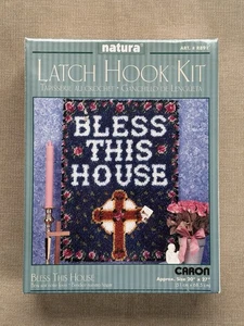 CARON Natura Art Latch Hook Rug Kit BLESS THIS HOUSE #R891 20"x 27" NEW Easy Fun - Picture 1 of 4