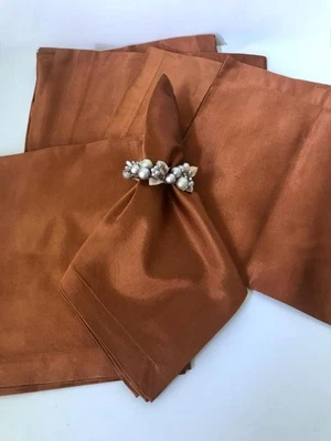 6 Crate & Barrel Copper Satin Napkins 20" x 20" Elegant for Autumn Thanksgiving - Image 1 of 4