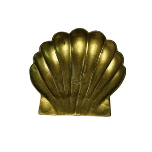 Vintage Brass Footed Shell Trinket Soap Dish Scalloped Gold 4X4" - Picture 1 of 6